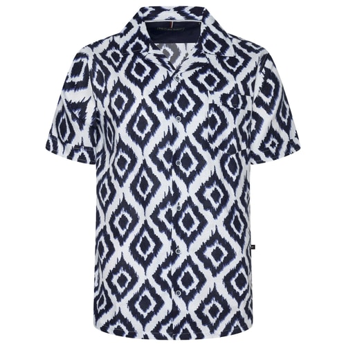 KAM Kurzarm-Hawaiihemd mit Geo-Print, Marineblau